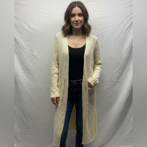 Ann Taylor Loft L Duster Cardigan Angora Wool Blend Sweater Long Womens